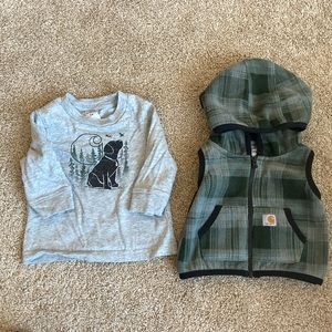 Carhartt Infant Fleece vest and long sleeve T-shirt 3M